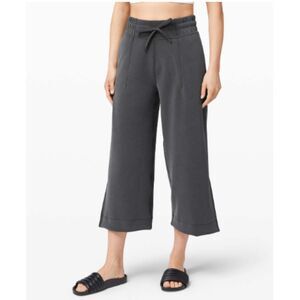 Lululemon Soft Ambitions Wide Leg High Rise Crop Pants Sz 12 Gray Soft Comfort